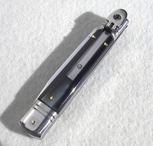 NOS AKC 8" CLASSIC SLIM LEVER LOCK SWEDGE BLADE, GENUINE DARK BRAZILIAN HORN - MANIAGO ITALY