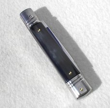 NOS AKC 8" CLASSIC SLIM LEVER LOCK SWEDGE BLADE, GENUINE DARK BRAZILIAN HORN - MANIAGO ITALY