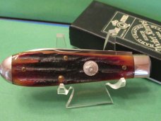 Queen Cutlery Amber Carved Stag Bone Tear Drop Liner Lock Model # 06LACSB Queen Cutlery Amber Carved Stag Bone Tear Drop Liner Lock Model # 06LACSB
