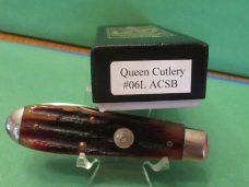 Queen Cutlery Amber Carved Stag Bone Tear Drop Liner Lock Model # 06LACSB Queen Cutlery Amber Carved Stag Bone Tear Drop Liner Lock Model # 06LACSB