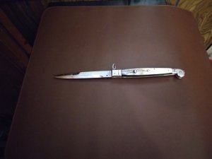 AGA CAMPOLIN 12" BRAZILIAN BUFFALO HORN WITH POLISHED BAYO BLADE SICLIAN SWITCHBLADE