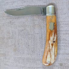 Bobby Toole Giraffe Bone Honknose Trapper Knife, 4" ..A2 acid washed blade..coa and pouch Bobby Toole Giraffe Bone Honknose Trapper Knife, 4" ..A2 acid washed blade..coa and pouch