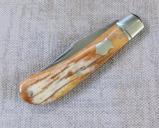 Bobby Toole Giraffe Bone Honknose Trapper Knife, 4" ..A2 acid washed blade..coa and pouch Bobby Toole Giraffe Bone Honknose Trapper Knife, 4" ..A2 acid washed blade..coa and pouch