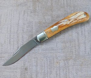 Bobby Toole Giraffe Bone Honknose Trapper Knife, 4" ..A2 acid washed blade..coa and  pouch 