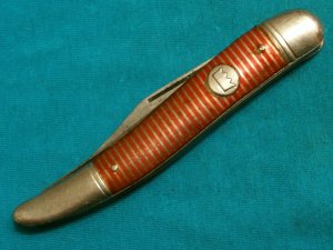 VINTAGE IMPERIAL USA FOLDING POCKET TOOTHPICK TICKLER FISH KNIFE KNIVES OLD FANCY RED STRIPE