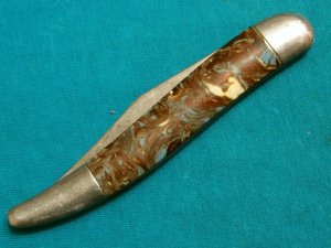 VINTAGE USA HAMMER BRAND FOLDING POCKET TOOTHPICK TICKLER FISH KNIFE KNIVES OLD FANCY SWIRL