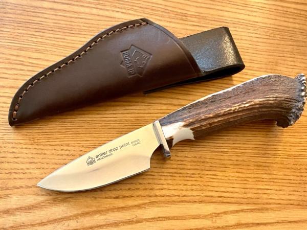 Puma Drop Point Stag Hunter with leather sheath