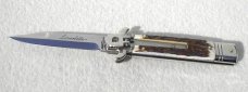 NEW AKC ITALIAN LEVERLETTO 8" GENUINE STAG WITH NEW MODIFIED BAYONET BLADE NICKEL SILVER BOLSTERS NEW AKC ITALIAN LEVERLETTO 8" GENUINE STAG WITH NEW MODIFIED BAYONET BLADE NICKEL SILVER BOLSTERS