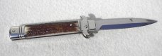 NEW AKC ITALIAN LEVERLETTO 8" GENUINE STAG WITH NEW MODIFIED BAYONET BLADE NICKEL SILVER BOLSTERS NEW AKC ITALIAN LEVERLETTO 8" GENUINE STAG WITH NEW MODIFIED BAYONET BLADE NICKEL SILVER BOLSTERS