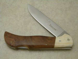 Kellam Knives 0213-E.U. Reindeer Bone/Curly Birch Lapp Folder Lockback Knife