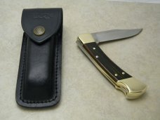 Buck 110 USA Hunter Wood Folding Lockback Knife & Pouch c.2012