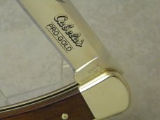 Buck 110 USA "Cabela's Pro-Gold Hunter Wood Folding Lockback Knife & Pouch c.2000
