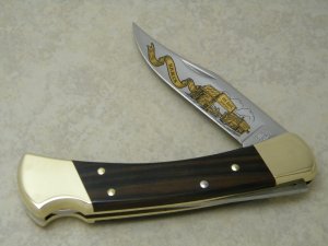 Buck 110 USA H.H. Buck Blacksmith Limited Edition Hunter Wood Folding Lockback Knife c.1988
