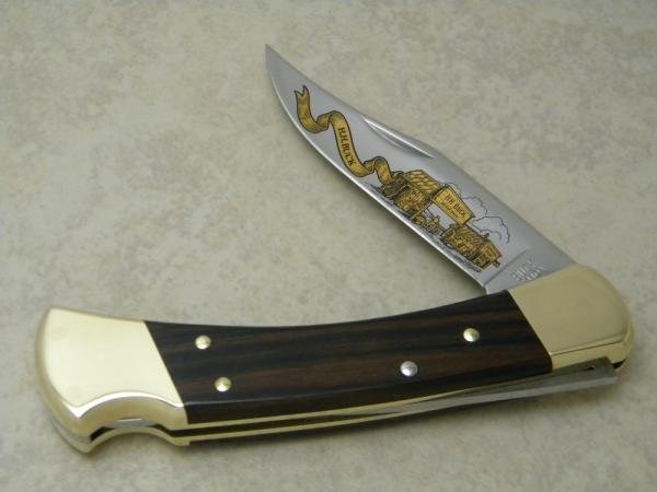 Buck 110 USA H.H. Buck Blacksmith Limited Edition Hunter Wood Folding Lockback Knife c.1988