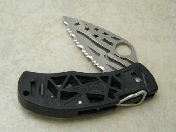 Spyderco Golden CO USA C35 SBK Q USA Flag (5 Star Version) Lockback Knife c.1997