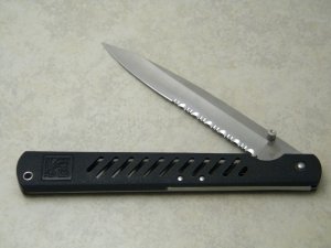 AL MAR Seki Japan 2005 Jumbo Model V Quicksilver Partial Serrated Linerlock Knife