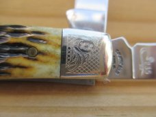 C. Platts & Sons Stockman (Case)    Jigged Amber Bone 