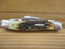 C. Platts & Sons Stockman (Case)    Jigged Amber Bone 