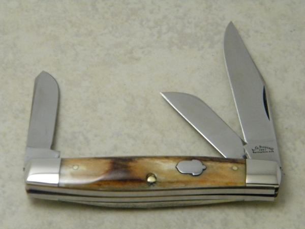 A.G. Russel 1997 Springdale, Ark. Acorn Shield Genuine Stag Stockman Knife