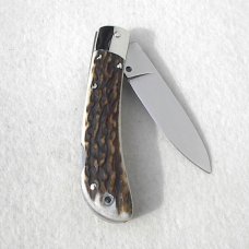 NOS AKC ITALIAN CLASSIC SPEED HUNTER GENUINE STAG NICKEL SILVER BOLSTERS 