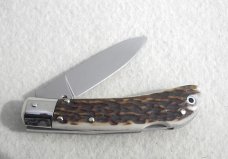 NOS AKC ITALIAN CLASSIC SPEED HUNTER GENUINE STAG NICKEL SILVER BOLSTERS 