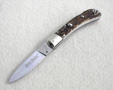 NOS AKC ITALIAN CLASSIC SPEED HUNTER GENUINE STAG NICKEL SILVER BOLSTERS 