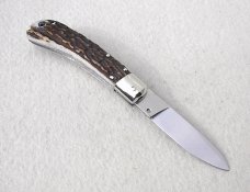 NOS AKC ITALIAN CLASSIC SPEED HUNTER GENUINE STAG NICKEL SILVER BOLSTERS 