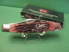 Case XX 2001 Cranberry Silver Script Large Stockman Pattern # 6375 SS Case XX 2001 Cranberry Silver Script Large Stockman Pattern # 6375 SS