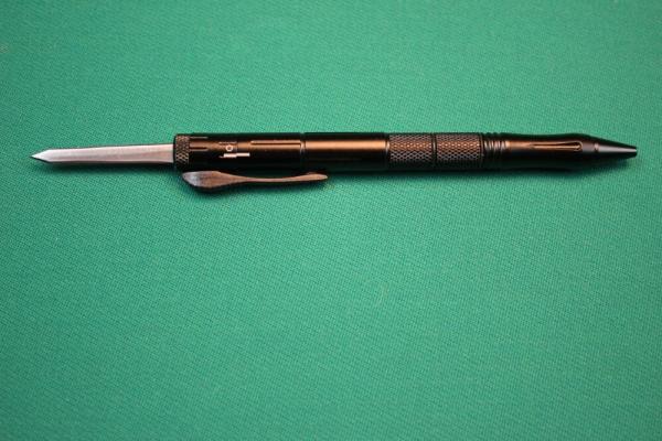 Novelty ballpoint pen with OTF locking blade