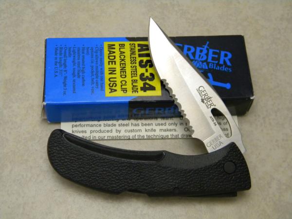 Gerber USA ATS-34 E-Z-Out Serrated Lockback Knife NIB