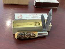 Orig Colonel Coon 2 Blade Barlow w/ Great Stag Handles & colonel coon blade etch & Orig Box