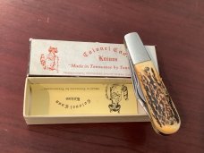 Orig Colonel Coon 2 Blade Barlow w/ Great Stag Handles & colonel coon blade etch & Orig Box