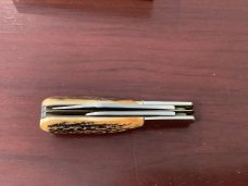 Orig Colonel Coon 2 Blade Barlow w/ Great Stag Handles & colonel coon blade etch & Orig Box