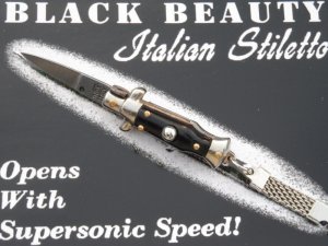 older  2-3/4" Italian Picklock Stiletto Knife Black handles