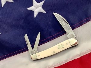 Vintage HAND MADE Bulldog Brand 3 Blade Whittler w/ Great Ivory Handles -NOS