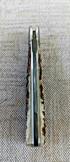 Ishikawa Tailored Knives Stag and Damascus Native Slipjoint...4" closed..3" blade..Coa and pouch Ishikawa Tailored Knives Stag and Damascus Native Slipjoint...4" closed..3" blade..Coa and pouch