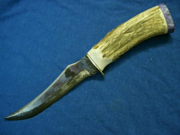 VINTAGE CUSTOM HANDLE ANTLER STAG KABAR KA-BAR HUNTING SKINNING FIXED BLADE SKINNER KNIFE KNIVES OLD VINTAGE CUSTOM HANDLE ANTLER STAG KABAR KA-BAR HUNTING SKINNING FIXED BLADE SKINNER KNIFE KNIVES OLD