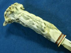 VINTAGE ANTLER CROWN STAG SOLINGEN B SVOBODA GERMANY HUNTING SKINNING FIXED BLADE KNIFE KNIVES OLD