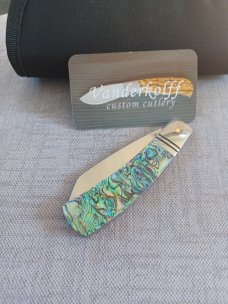 Steve Vanderkolff Abalone Native, 4"cld..True Paua scales..,Smooth...Cpm154..integral bolsters 