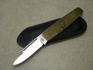 A.G. Russell USA Springdale, ARK Bronze 1976 Bicentennial Folding  Knife in Pouch