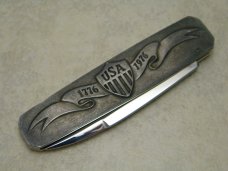 A.G. Russell USA Springdale, ARK .925 Silver 1976 Bicentennial Folding  Knife in Pouch