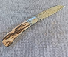 Steve Vanderkolff Mammoth Ivory Native Slipjoint..Damasteel..4"closed..Fluted bolsters..filework. 