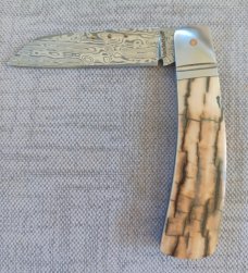 Steve Vanderkolff Mammoth Ivory Native Slipjoint..Damasteel..4"closed..Fluted bolsters..filework. 