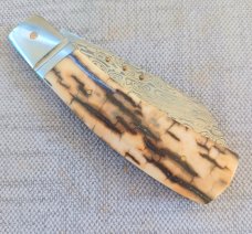 Steve Vanderkolff Mammoth Ivory Native Slipjoint..Damasteel..4"closed..Fluted bolsters..filework. 