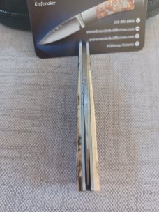 Steve Vanderkolff Mammoth Ivory Native Slipjoint..Damasteel..4"closed..Fluted bolsters..filework. 