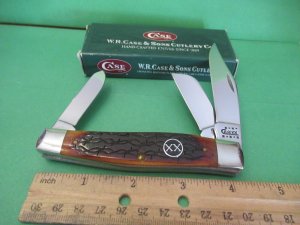 Case XX 2001 Bobwire Large Amber Bone Stockman Pattern # 6375 SS 
