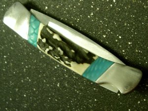 VINTAGE SCRIPT CUSTOM BUCK 501 STAG ANTLER LOCKBACK FOLDING HUNTER HUNTING POCKET KNIFE KNIVES OLD