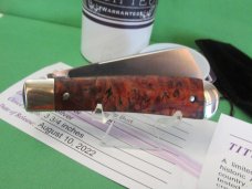 Titusville Cutlery Big Easy Cotton Knife Burnt Orange Maple Burl 1 of 60 
