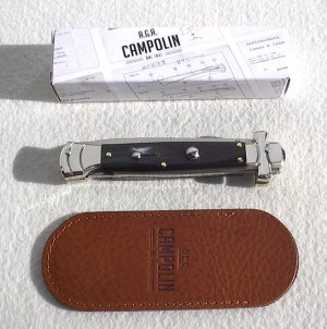 NEW A.G.A. CAMPOLIN 9" MALTESE BRAZILIAN DARK HORN MODIFIED BAYONET BLADE NICKEL SILVER BOLSTERS W/P