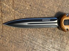 Nice MOGOFE double edge OTF Out The Front Automatic knife with skull crusher & sheath MINT Nice MOGOFE double edge OTF Out The Front Automatic knife with skull crusher & sheath MINT